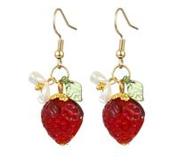 Strawberry Lemon Earrings Simulation 3D Grapes Earrings Acrylic Fruit Drop Dangle Earrings for Women Handmade Charm Jewelry, Medium, Metal, No Gemstone
