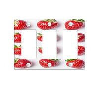 Strawberry Light Switch Cover Plates/Outlet Covers, Bright Red Summer Fruits for Home Decor, Thermoplastic Wall Plates, Standard Size 3 Gang Wall Plate