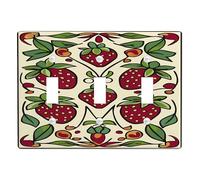 Strawberry Light Switch Cover Plates/Outlet Covers, Red and Green Farmhouse Design for Wall Decor, Thermoplastic Wall Plates, Standard Size Triple Toggle