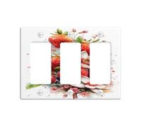 Strawberry Light Switch Cover Plates/Outlet Covers, Red Summer Fruits for Home Decor, Thermoplastic Wall Plates, Standard Size 3 Gang Wall Plate