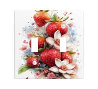Strawberry Light Switch Cover Plates/Outlet Covers, Red Summer Fruits for Home Decor, Thermoplastic Wall Plates, Standard Size Double Toggle