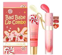 Strawberry Lip Conditioner & Lip Oil Set - Hydrating Gloss Balm Duo Kit with Sweet Strawberry Scent, Non-Sticky Balm and Oil for Dry (#3 Strawberry)