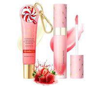 Strawberry Lip Conditioner & Lip Oil Set,Natural Moisturizing Lips Conditioner & L-ip Oil Set,Day & Night L-ip Care S-et,Hydrating For Dry & Chapped Lips,Li-p Gloss Sets For Teenage Girls