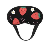 Strawberry Little White Flower Premium Eye Mask - Soft Satin Sleep Mask with Full-Print Front Design, 100% Polyester Shade Eye Cover for Travel, Meditation, Yoga & Night Rest