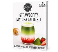 Strawberry Matcha Kit - Makes 10 Drinks | Strawberry Fruit Syrup and Pure Matcha Powder made from 100% Green Tea | Starter Kit Gift Set for making Flavoured Matcha Lattes | THE TEASHED