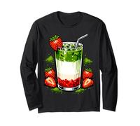 Strawberry Matcha Latte Kawaii Graphic Tea Lover Drink Long Sleeve T-Shirt