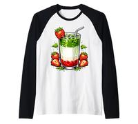 Strawberry Matcha Latte Kawaii Graphic Tea Lover Drink Raglan Baseball Tee