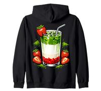 Strawberry Matcha Latte Kawaii Graphic Tea Lover Drink Zip Hoodie