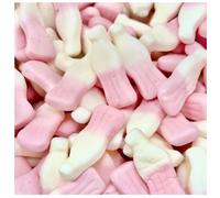 Strawberry Milkshake Bottles Fruit Flavour Jelly Foam Sweets - Soft Chewy Pink & White Candy Bottles, Sweet Strawberry Taste, Retro Pick & Mix Treats for Sharing, Parties & Gifting (350g)