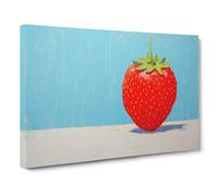 Strawberry Minimalism No.3 Canvas Print | Gallery Wrapped 30mm Frame Wall Art | 30x20 inches | Ready to Hang | Minimalist Still Life Picture | Living Room Bedroom Lounge Office