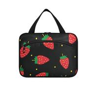 Strawberry Minimalist Black Hanging Hanging Travel Toiletry Bag with Hook, Designer Cute Bags with Zipper for Men Cruises Porta cosmeticos Mujer para cartera L