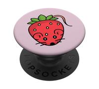 Strawberry Mouse Cute Fruit Animal Pun Art | Fun Sweet Berry PopSockets Adhesive PopGrip