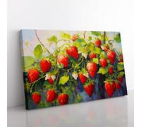 Strawberry Palette Knife Canvas Print for Living Room Bedroom Home Office Décor, Wall Art Picture Ready to Hang, 76x50 cm (30x20 Inch)