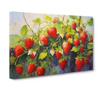 Strawberry Palette Knife Canvas Print for Living Room Bedroom Home Office Décor, Wall Art Picture Ready to Hang, 30x20 Inch (76x50 cm)