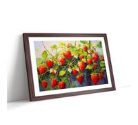 Strawberry Palette Knife Framed Wall Art Print, Ready to Hang Picture for Living Room Bedroom Home Office, Walnut A2 (66 x 48 cm)