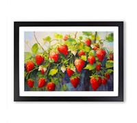 Strawberry Palette Knife Framed Wall Art Print, Ready to Hang Picture for Living Room Bedroom Home Office, Black A2 (66 x 48 cm)