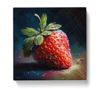 Strawberry Palette Knife Painting Canvas Print for Living Room Bedroom Home Office Décor, Wall Art Picture Ready to Hang, 20x20 Inch (50x50 cm)