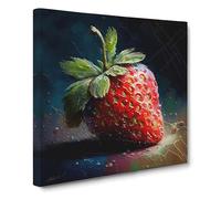 Strawberry Palette Knife Painting Canvas Wall Art Print Ready to Hang, Framed Picture for Living Room Bedroom Home Office Décor, 50x50 cm (20x20 Inch)