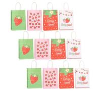 Strawberry Paper Party Bag 12pcs with Handles Gift Bag for Birthday