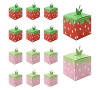Strawberry Party Favor Box, 20pcs Summer Fruit Red and Pink Sweet Strawberry Gift Treat Box, Folding Paper Sweet Goodie Goody Candy Box for Sweet One Strawberry Birthday Baby Shower Decor Supplies
