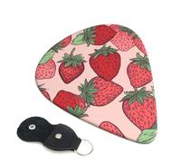 Strawberry Pattern 6 Pack Guitar Picks With Holder, Personalized Guitar Plectrums Non-Slip Portable Ukulele Bass Picks 0.96mm For Acoustic Guitar Lovers Gifts
