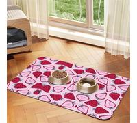 Strawberry Pattern Absorbent Leather Pet Tablecloth Non-Slip Dining Pad For Puppy Kitten Food Water Bowls