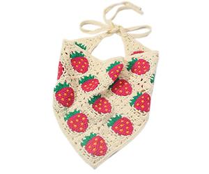 Strawberry Pattern Hairband Crochet Triangular Bandanas Headband Elastic Hair Bands Turban Autumn Hair Accessori Triangle Scarfs for Women Cotton Triangle Scarf Color Matching Scarf with Adjustable