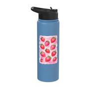 Strawberry Pattern Pink Cute Sweet Berry Aesthetic Summer Stainless Steel Insulated Water Bottle
