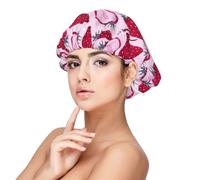 Strawberry Pattern Premium Satin Sleep Cap - Protect Your Hair in Style, Black, One Size-M