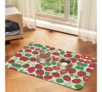 Strawberry Pattern Print Cat Food Mat Pet Feeding Mat for Floor Pet Supplies Dog Water Bowl Mat Dog Essentials