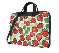 Strawberry pattern Print Laptop bag,portable single shoulder laptop Sleeve Case,Compatible with 13-15.6 in, Black, 13 inch