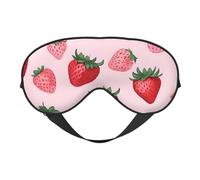 Strawberry Pattern Print Sleep Mask Silk Eye Cover Soft Satin Blindfold Elastic Strap Night Eyeshade Travel Nap for Women Men