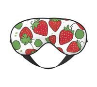 Strawberry Pattern Print Soft Eye Mask with Adjustable Strap Sleep Shade Cover for Airplane Travel Nap