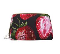 Strawberry Pattern Printed Makeup Bag for Women Portable Leather Make up Bag Travel Zipper Cosmetic Bags Organizer