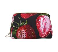 Strawberry Pattern Printed Small Makeup Bag Portable Leather Make up Bag Travel Zipper Cosmetic Bags Organizer for Women