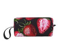 Strawberry Pattern Printed Travel Makeup Bag Portable Cosmetic Bag Makeup Case Toiletry Handbag Organiser for Women