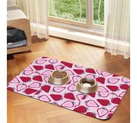 Strawberry Pattern Printing Pet Absorbent Leather Tablecloth,Pet Absorbent Leather Mat,Tidy Feeding Area For Dogs, Cats,Pets