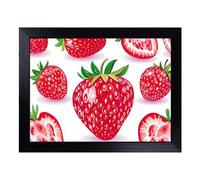 Strawberry Pattern Vol.2 | Lap Tray with Padded Cushion, Portable Surface with Bean Bag Base, Perfect Surface for Working, Crafting, TV Eating and Laptop Use