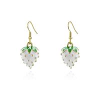Strawberry pendant women's earrings cute red strawberry drop earrings cute women's jewelry gift (Dangle white Strawberry)