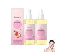 Strawberry Perfume Body Oil, Pheromone Perfume Fragrance Oil Moisturizing Oils Strawberry for Body and Hair, Reduce Dry Skin, Nourishes Skin Moisture Long Lasting, for Women and Men (2PC, 60ml)