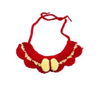 Strawberry Pet Collar Accessory Knitted Tie Adjustable Strap for Small Animals Cute Bow Design Ruffle Decoration Soft Breathable Neckwear Chickens Yellow Red L