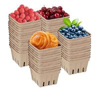 Strawberry Picking Basket - 50pcs Pulp Fiber Containers, Berry Picking Baskets | Moulded, Ventilated Design That Provides Fresh Storage of Strawberries, Blueberries, Raspberries, Grapes