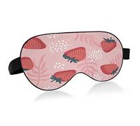 Strawberry Pink Floral Breathable Sleeping Eyes Mask, Cool Feeling Eye Sleep Cover for Summer Rest, Elastic Contoured Blindfold for Women & Men Travel
