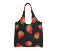 Strawberry Pink Strawberry Print,Reusable Tote Bags Grocery Bags Large Capacity Canvas Shopping Shoulder bag