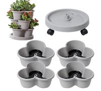 Strawberry Planter - 4 Tiers Stackable Planter, Plant Tower Home Growing System, Multi-tiered Planting Pots For Potatoes, indoor Gardening System With Tray And Flexible Wheels For Strawberry, Flower
