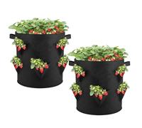 Strawberry Planter, Hanging Strawberry Planter with 6 Openings, Strawberry Grow Bags for Tomatoes and Lettuce, 7 Gallon Grow Bags with Multiple Planting Pockets, 35 X 30 Cm Dimensions Per Bag, Set of