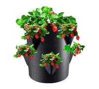Strawberry Planting Pots 7 Gallon, Strawberry Grow Bags Planter With 6 Side Pockets, Portable Non-Woven Fabric Breathable Plant Growth Cultivation Bags Indoor Outdoor Garden Courtyard Balcony