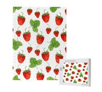 Strawberry Plants Fruit White Print,500 Pieces Wooden Jigsaw Family Game Jigsaw Puzzles for Adults Teens
