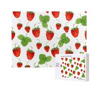 Strawberry Plants Fruit White Print,500 Pieces Wooden Jigsaw Family Game Jigsaw Puzzles for Adults Teens Home Decor