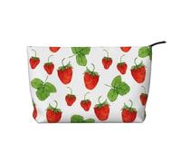 Strawberry Plants Fruit White Print, Cosmetic Bag Corduroy Makeup Bag Portable Travel Toiletry Bag